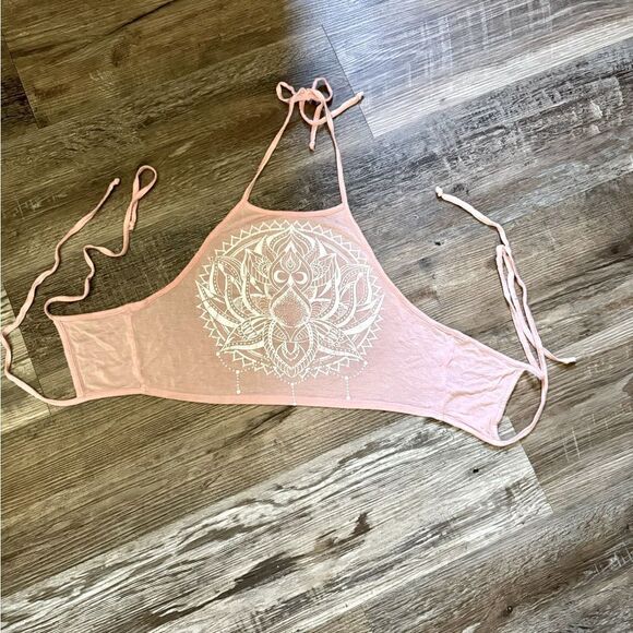 Forever 21 Pink & White Boho Halter Top Size Medium - Picture 3 of 8